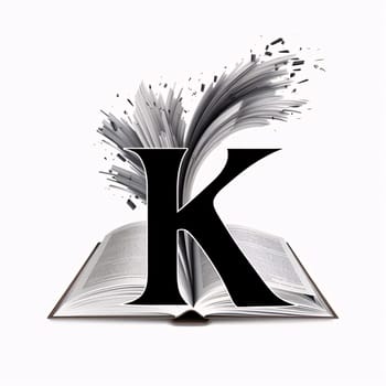 Graphic alphabet letters: Book with a letter K on a white background. Vector illustration.