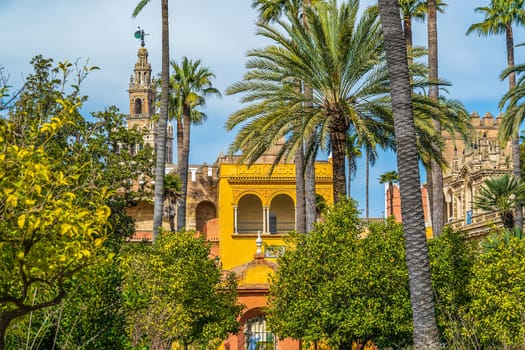 Exterior and garden of Real Alcazar Destination in  Sevilla, Spain