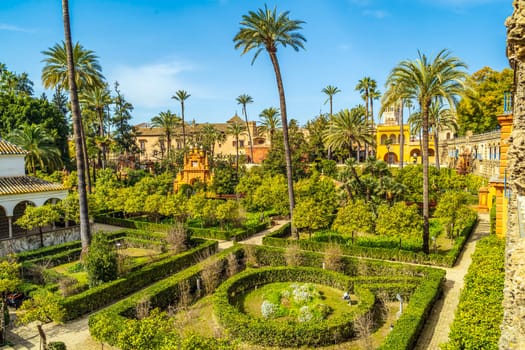 Exterior and garden of Real Alcazar Destination in  Sevilla, Spain