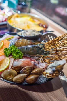 Fresh delicious  seafood hotpot in Keelung, Taiwan 