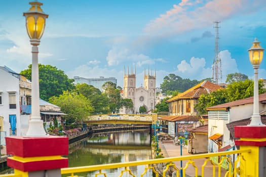 The old town of Malacca, Melaca and the Malacca river. UNESCO World Heritage Site in Malaysia