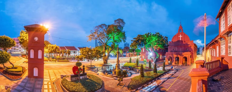 The oriental red building in Dutch Square, Melaka, Malacca, Malaysia at night