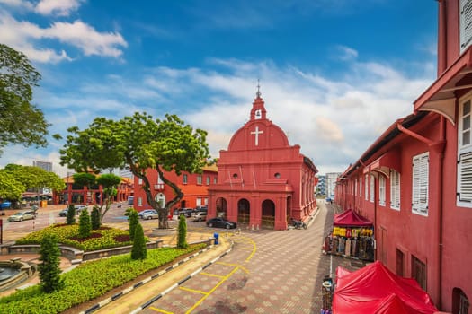 The oriental red building in Dutch Square, Melaka, Malacca, Malaysia at night