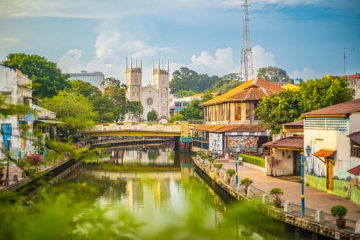 The old town of Malacca, Melaca and the Malacca river. UNESCO World Heritage Site in Malaysia