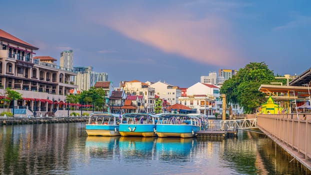 The old town of Malacca, Melaca and the Malacca river. UNESCO World Heritage Site in Malaysia at twilight