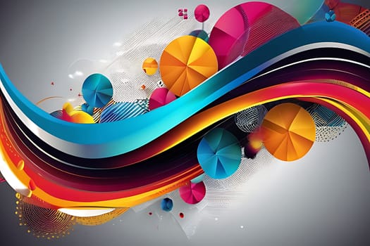 An intricate and lively design featuring swirling patterns and multiple circles, bursting with vibrant colors, ideal for artistic and abstract projects.