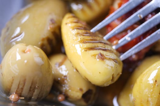 Turkish Grilled olives in a bowl ,