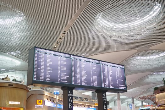 Turkey istanbul 18 january 2024. Arrival departure and arrival board at airport.