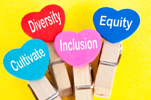 Cultivate diversity, inclusion and equity on yellow background