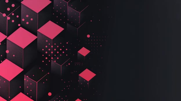 Black and Pink Gradient Web Background with Geometry