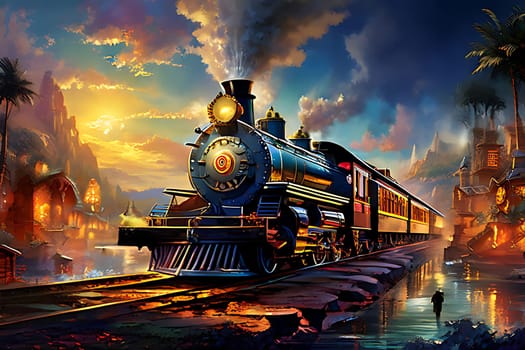 A train on the water. High quality photo