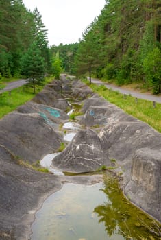 Concrete artificial slalom channel for kayaking sports, Minsk Belarus.