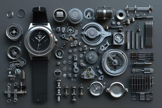 Deconstructed Watch: 3D Product Render for Manuals