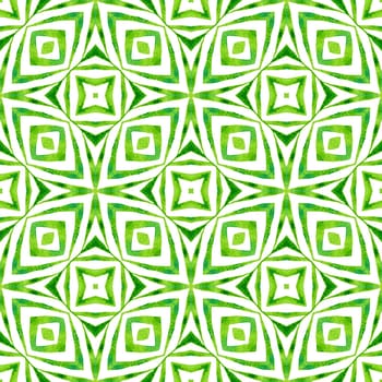 Exotic seamless pattern. Green pleasant boho chic summer design. Textile ready amusing print, swimwear fabric, wallpaper, wrapping. Summer exotic seamless border.