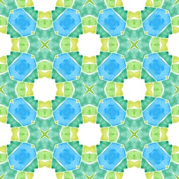 Green geometric chevron watercolor border. Green admirable boho chic summer design. Textile ready decent print, swimwear fabric, wallpaper, wrapping. Chevron watercolor pattern.