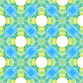 Green geometric chevron watercolor border. Green admirable boho chic summer design. Textile ready decent print, swimwear fabric, wallpaper, wrapping. Chevron watercolor pattern.