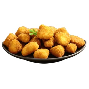 Chicken gizzard golden fried nuggets honey mustard dipping Food and Culinary concept. Food isolated on transparent background.
