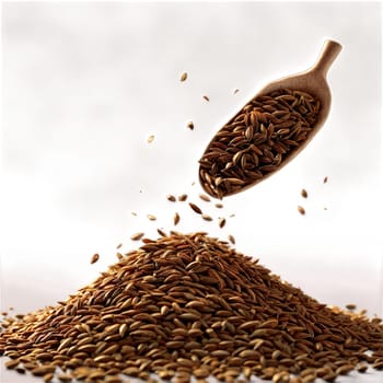 Cumin seeds tumbling in an earthy brown whirlwind Cuminum cyminum Food and Culinary concept. Food isolated on transparent background.