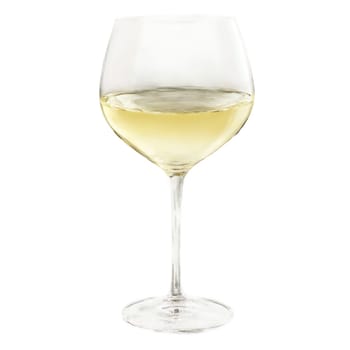 Lenox Tuscany Classics Pinot Grigio glass elegant pulled stem slender bowl pale straw colored wine. Close-up wine glass, isolated on transparent background