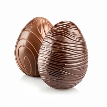 Chocolate Easter egg isolated on white background, sweet holiday present and gift