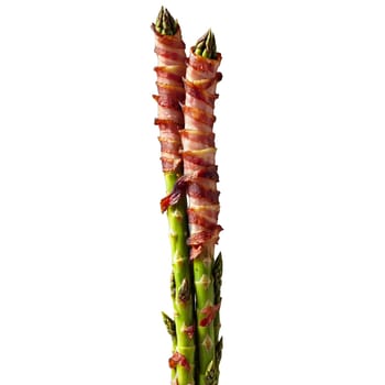 Bacon wrapped asparagus crispy bacon tender asparagus spears black pepper glistening Culinary and Food concept. Food isolated on transparent background