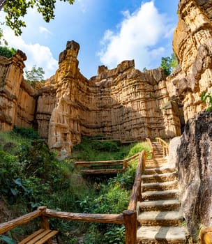 Majestic Pha Choi Grand Canyon in Mae Wang National Park, Chiang Mai, Thailand, boasting stunning natural beauty and vibrant colors. Panorama