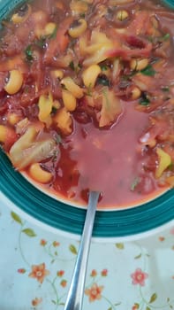 red borscht soup with parsley, food lunch cooking. High quality photo