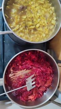 red borscht soup with parsley, food lunch cooking. High quality photo