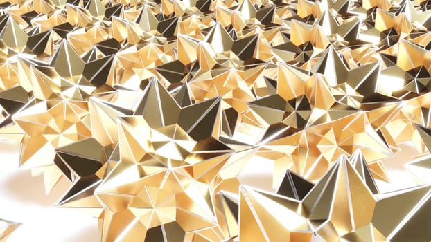 Shine Gold stars rotate endless on white bg 3d render