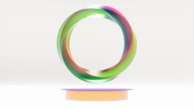 Color glass circle with geometric shapes podium stage 3d render