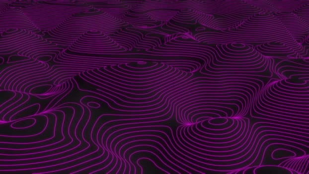 Pink curve lines level map technology topography 3d render