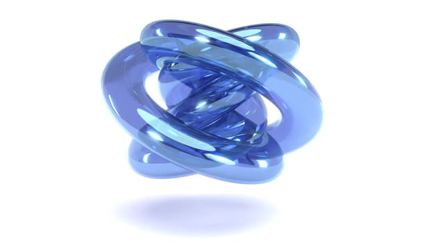 Color glass knot flexible shape on white bg 3d render