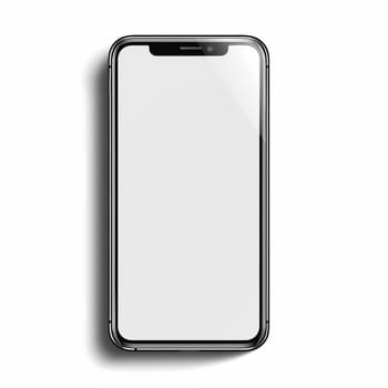 An phone placed on a white background with a blank screen, ready for custom content or design mockup.
