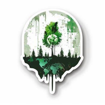 A sticker featuring a green tree printed on it.