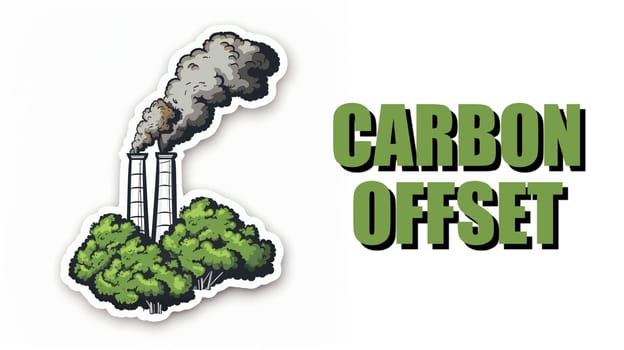 A sticker with the words carbon offset printed on it, serving as a reminder of the practice of compensating for carbon dioxide emissions.