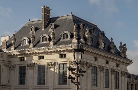 France, Paris - Jan 03, 2024 - Exterior architecture of Institute de France in Paris. the most famous of which is the Academy francaise. Space for text, Selective focus.