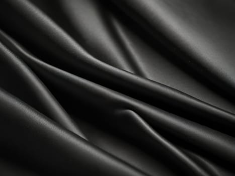 Abstract luxurious black silk texture satin for abstract background. Beautiful soft folds on the fabric. Generative AI.