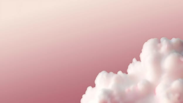 Abstract white cloud 3D render floating on pink background. Generative AI.