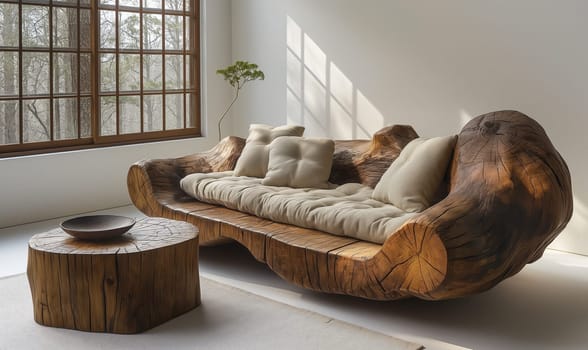 A contemporary living room featuring a couch and table.