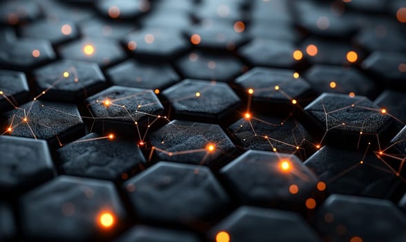 Close-up view of illuminated hexagon pattern.