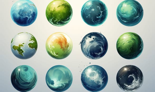 Collection of differently colored and shaped balls in one cluster.