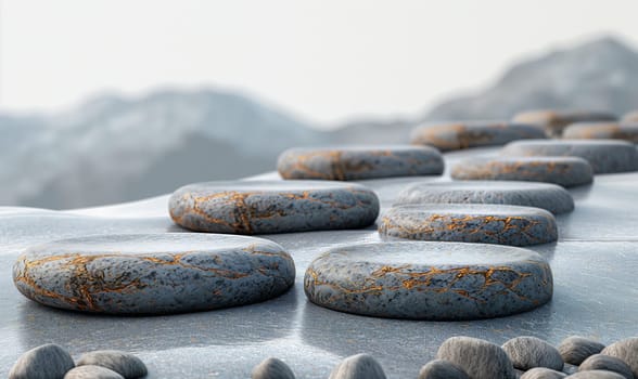 Serene balance of smooth stones. Selective focus.