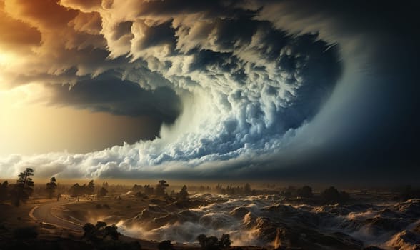 Large storm moving ominously through the sky, gathering intensity.