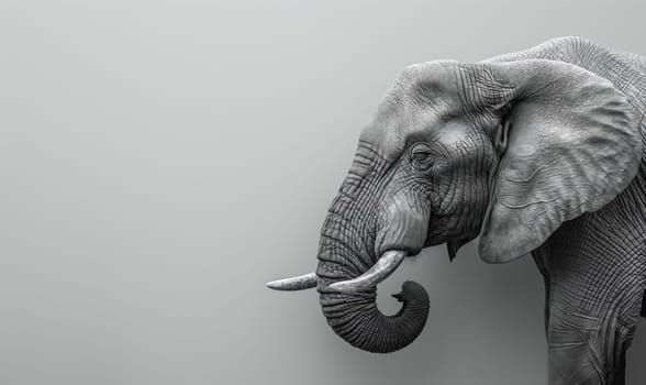 Large elephant standing in black and white.