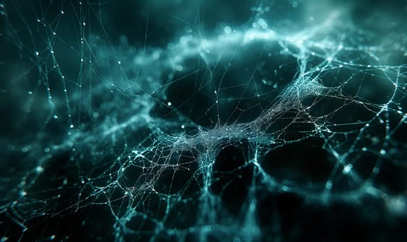 Detailed spider web highlighted against a dark backdrop.