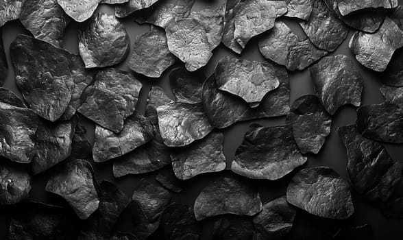 Close-up of dark stones with rough texture.