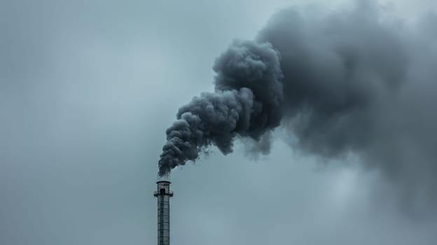 Air pollution with black smoke from chimneys and industrial waste.Thick smoke from a heating pipe against the sky banner, copy space, maximum focus, ,maximum focus, --ar 16:9 --style raw Job ID: a92ad629-2e9f-44b8-a06b-d926dcfe09a1