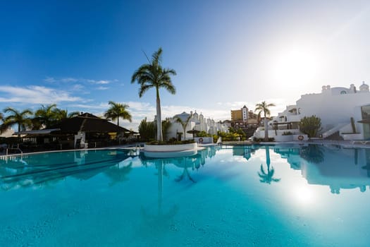 Swimming pool on top of roof deck building