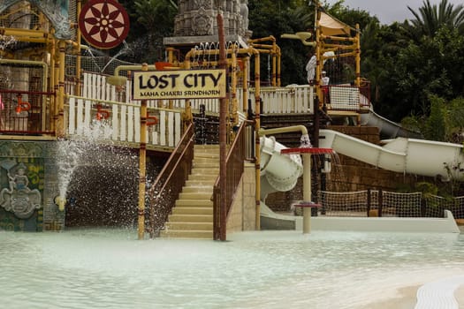 TENERIFE ISLAND, SPAIN - January 9: Siam Park on January 9, 2020 in Tenerife, Spain. Siam Park, the water kingdom theme park with water attractions in Europe.