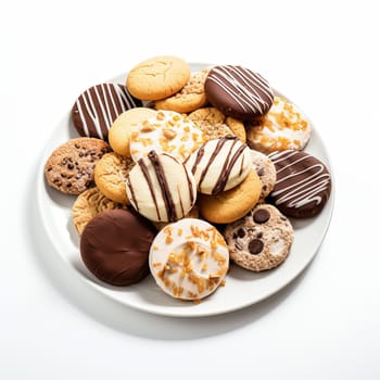 Biscuit Cookies Assortment on a Plate. Cookies on White Background.